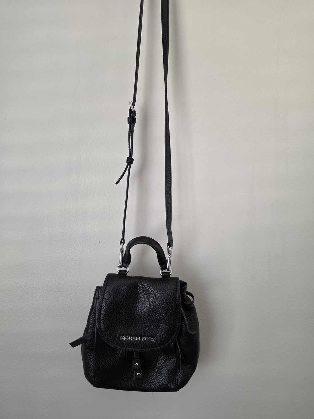 Michael Kors Black Pebbled Leather Mini Bag with Top Handle